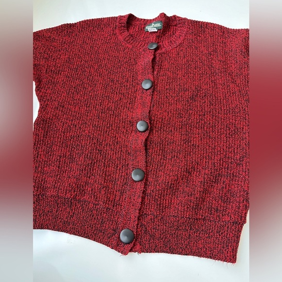 Vintage Boundary Waters Black Red Knit  Button Cardigan Sweater Women’s Medium - Picture 4 of 6